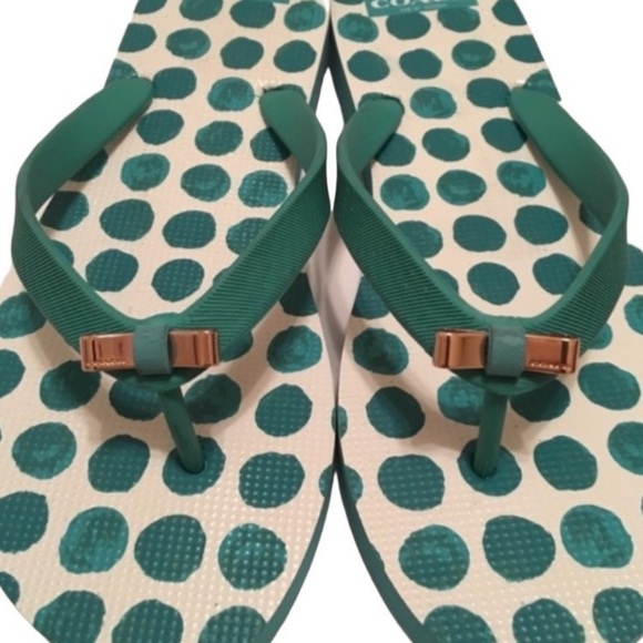 Coach Amel Polka Dot Flip Flops SZ 10 - Picture 3 of 4